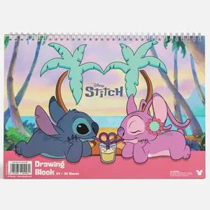 Bloc de desen A4 Stitch, 30 file albe, copertă spiralată pentru copii