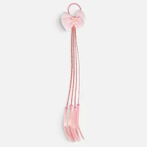 Elastic de Par cu Codite Roz si Funda cu Floare pentru Fete, 35cm