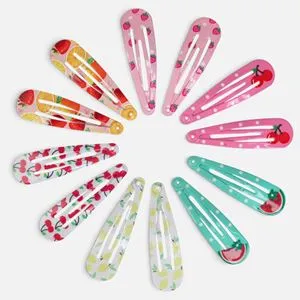 Clame de Par Fructe pentru Copii 5cm - Set 12 Bucati Colorate