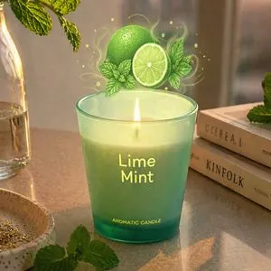 Lumanare parfumata in pahar, Lime & Menta, Ø7,5x8cm