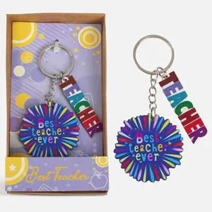 Breloc Cadou Best Teacher pentru Profesori, Set 2 Piese Colorate