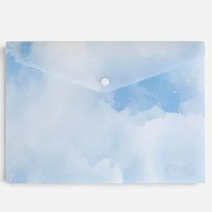 Mapă cu capsă albastră model marmură cu glitter 33x24 cm