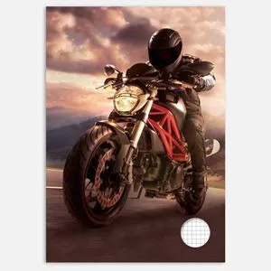 Caiet studentesc A4 matematica, 100 file, coperta cu model motocicleta