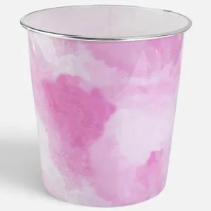 Cos de gunoi pentru birou din plastic roz marmura, 5,5L, Ø21,5x22cm