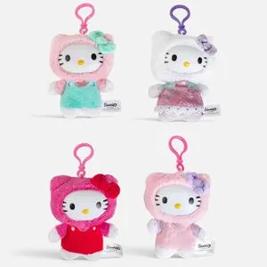 Figurina de plus Hello Kitty cu clama 18 cm, breloc pentru genti si ghiozdane