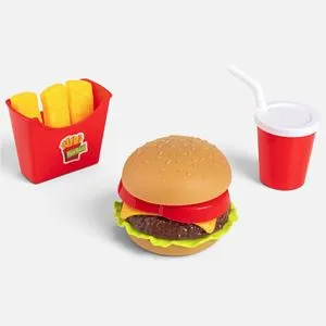 Set de joaca realist burger cu cartofi prajiti si bautura racoritoare