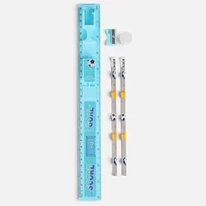 Set Scolar 5 Piese cu Rigla 30 cm si Creioane Motive Fotbal