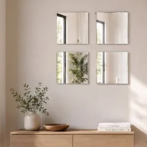 Oglinzi decorative pătrate de perete 20x20 cm - set 4 bucăți