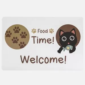 Suport farfurie antiaderent cu motiv pisica și text Food Time