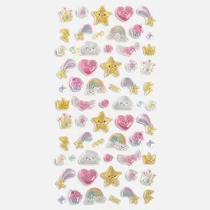 Stickere acrilice cu inimi, stele și curcubeu pentru decorare