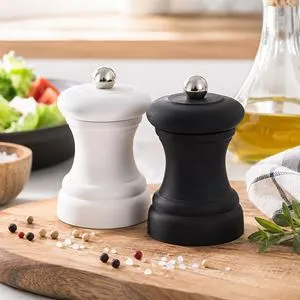 Set 2 Rasnite pentru Sare si Piper, Design Clasic Mat, Alb si Negru