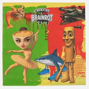 Set decorativ cu personaje și pești tematic Brainrot