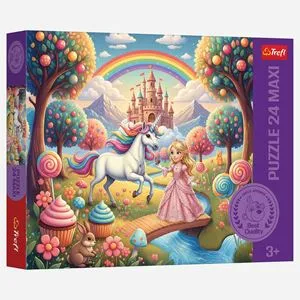 Puzzle Maxi Printesa si Unicornul, 24 Piese, Multicolor
