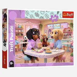 Puzzle cu Cățeluși și Milkshake, 300 de Piese, Multicolor