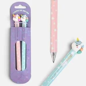Set 2 Pixuri Gel cu Unicorni, Cernela Albastra, Design Fancy pentru Copii