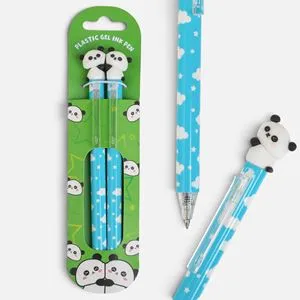 Set 2 Pixuri Gel cu Figurine Panda, Cernela Albastra, Design Albastru cu Nori