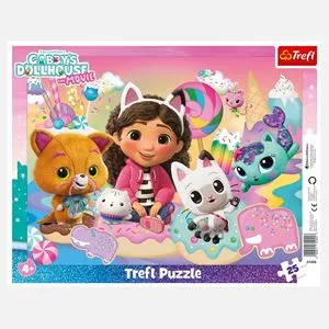 Puzzle pentru copii cu Gabby si pisicute, 25 piese, multicolor