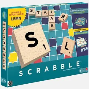 Joc de societate Scrabble cu piese din lemn, 8+ ani