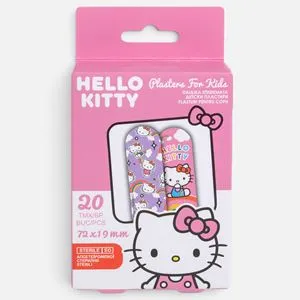 Set 20 Plasturi pentru Copii cu Design Hello Kitty, 72x19 mm, Sterili