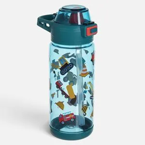 Sticla de Apa pentru Copii cu Pai Pop-Up si Vehicule 600ml
