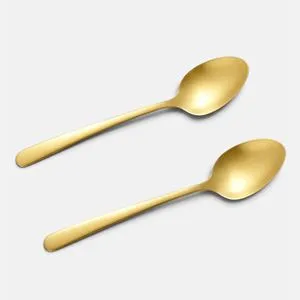 Set 2 lingurite aurii, otel inoxidabil, 15cm