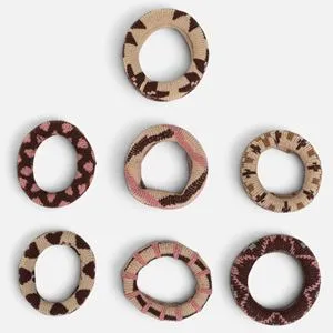 Elastice de Par Frotte Bej si Roz pentru Femei, Set 7 Bucati