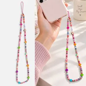 Curelușă pentru telefon cu mărgele colorate și mesajul Love, 33 cm