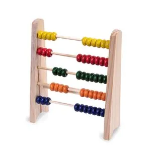 Abac din lemn pentru numărare și educație, 5 rânduri cu mărgele colorate