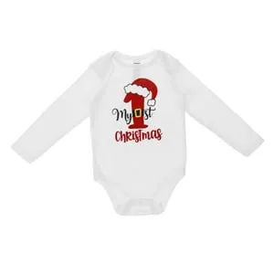 Body din bumbac pentru bebeluși cu imprimeu Crăciun My 1st Christmas
