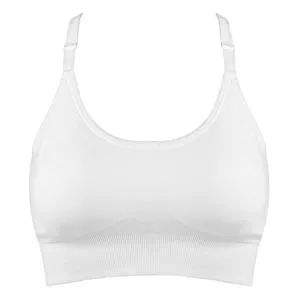 Bustier Sport Alb cu Bureți pentru Femei, Fără Cusături