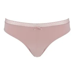 Chiloti Microfiber Roz Nude cu Dantelă și Fundită pentru Femei