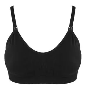 Sutien Maternitate & Alaptare Negru Ribbed cu Susținere Suplimentară