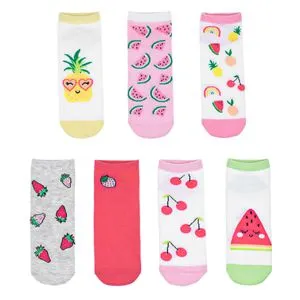 Șosete Scurte Multicolor cu Modele Fructe pentru Copii - 7 Perechi
