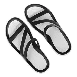 Papuci de plajă cu talpă reliefată și curele negre pentru femei