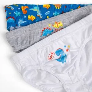 Set Chiloti Dinozaur pentru Copii - 3 Perechi din Coton