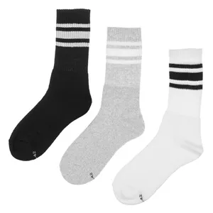 Sosete sport bărbați albe gri negre cu dungi - Set de 3 perechi