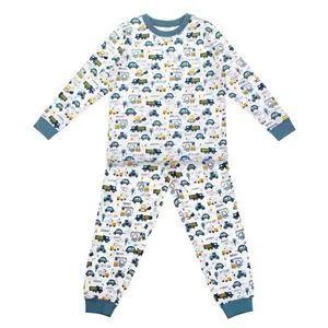 Set Pijamale din Bumbac cu Vehicule de Santier pentru Băieți