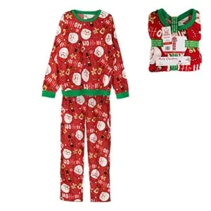 Set Pijama Family Crăciun Ros - Mos Craciun și Reni