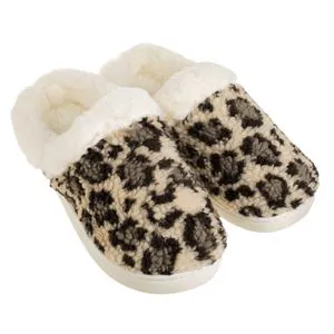 Papuci de Iarnă Animal Print cu Blană Artificială Albă pentru Femei