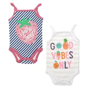 Set Body din Bumbac pentru Bebelusi - Imprimeuri Capsune & Good Vibes