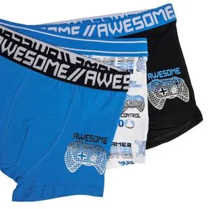 Set Boxeri Gamer pentru Copii - 3 perechi, Culoare Alb, Negru și Alb
