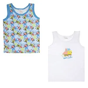 Set Maiouri din Bumbac Albastru cu Model Spongebob pentru Copii
