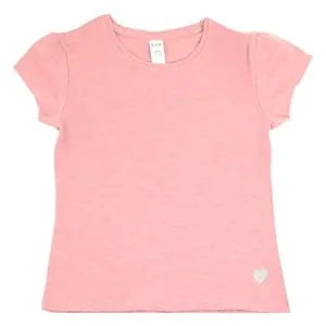 Tricou de bumbac roz cu model inimă pentru copii