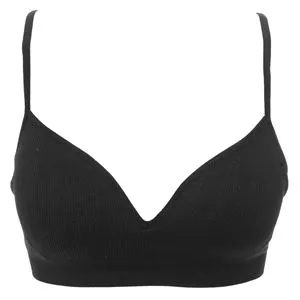 Sutien Intim Ribbed Negru cu Cupe și Bretele Reglabile