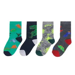 Șosete de Iarnă Colorate cu Dinozaur pentru Copii - Set de 4 perechi