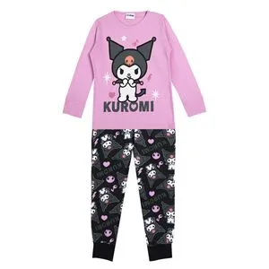 Set Pijamale de Iarnă din Bumbac Lila și Negru cu Model Kuromi
