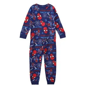 Set Pijama de Iarnă din Bumbac Albastru cu Imprimeu Spiderman pentru Copii