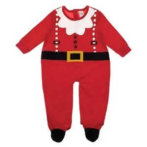 Salopetă costum Mos Craciun catifelată pentru copii