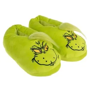 Papuci de Craciun Grinch 3D, mot pufos, pentru copii și adulți