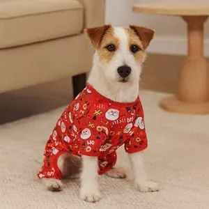 Pijama de Crăciun pentru Caini – Model Mos Craciun \"Ho Ho Ho\"